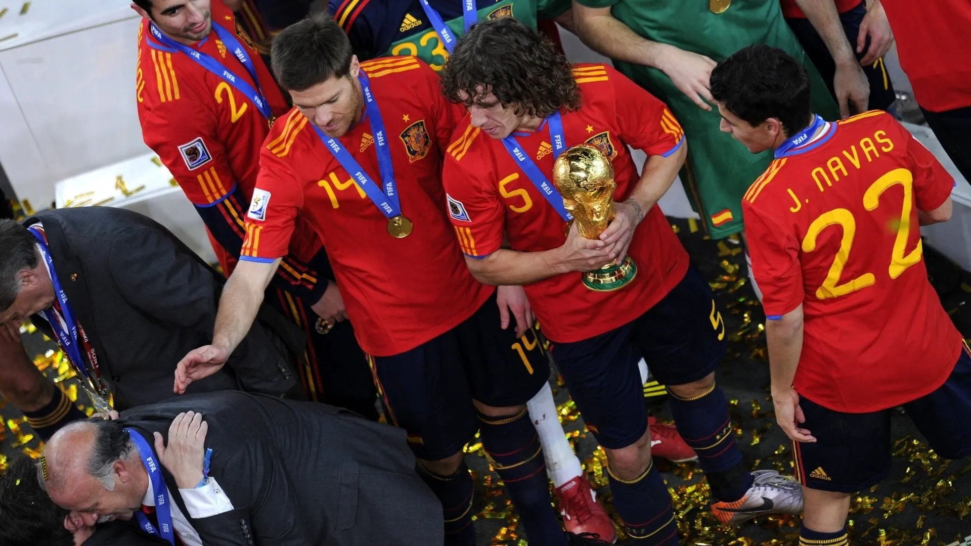 Spain celebrate winning the 2010 World Cup.