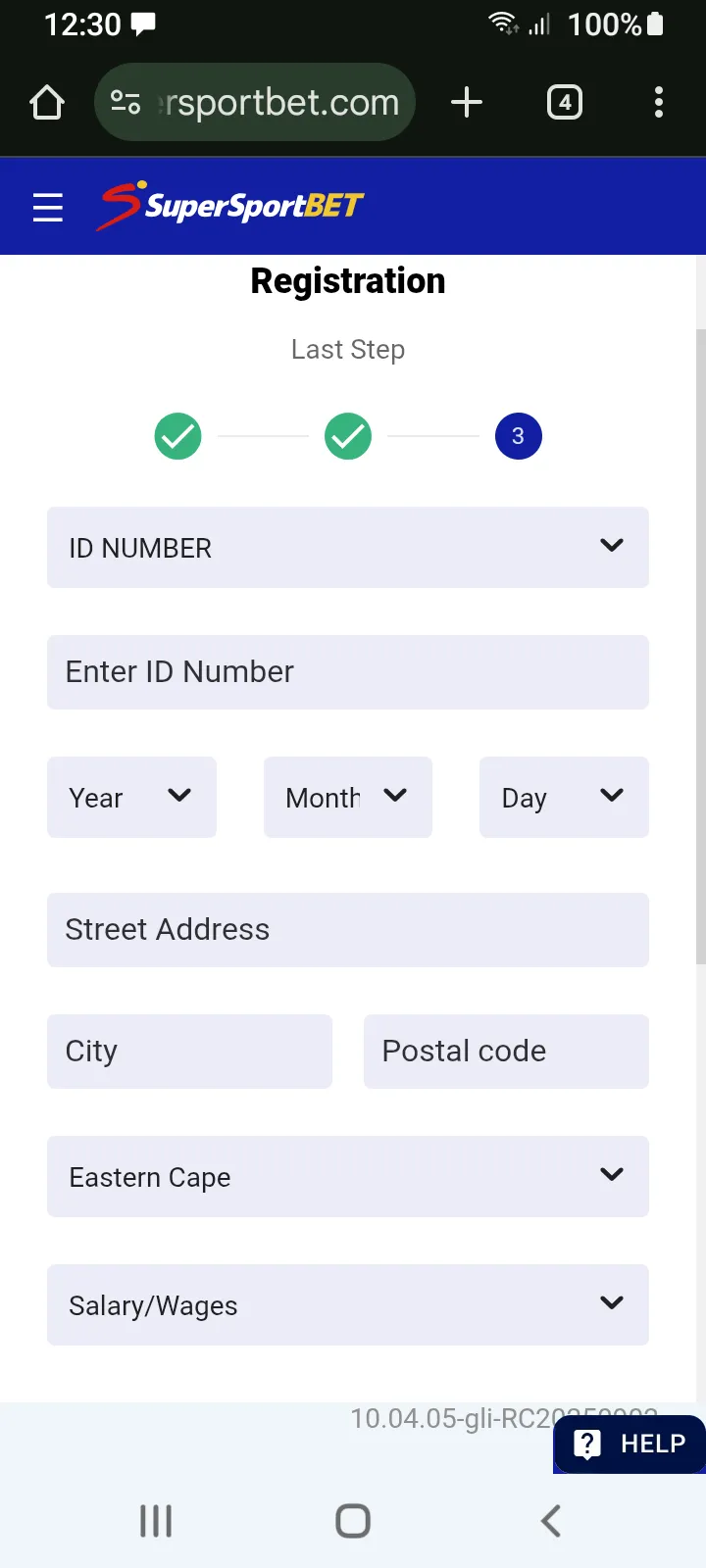 SuperSportBet Registration 3