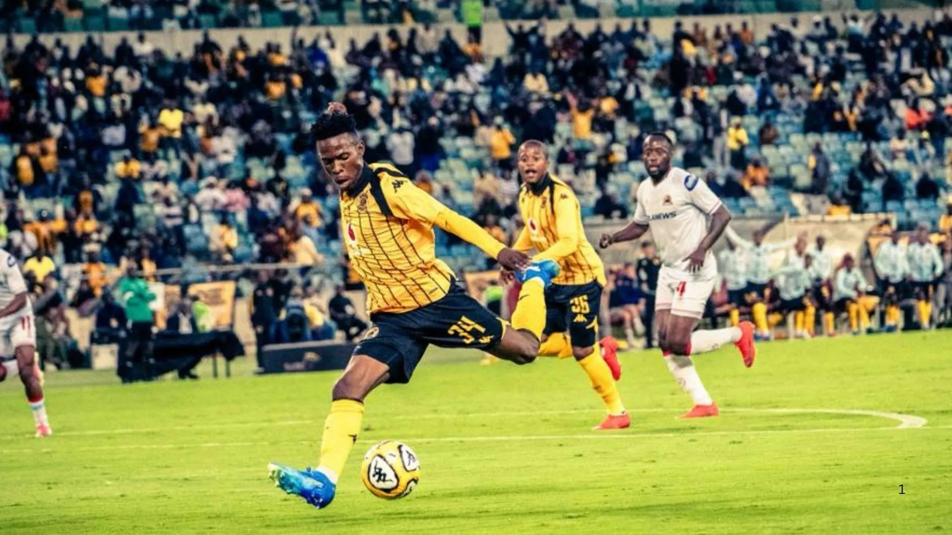 Kaizer Chiefs midfielder Thulani Mabaso shoots during a match against Red Arrows.