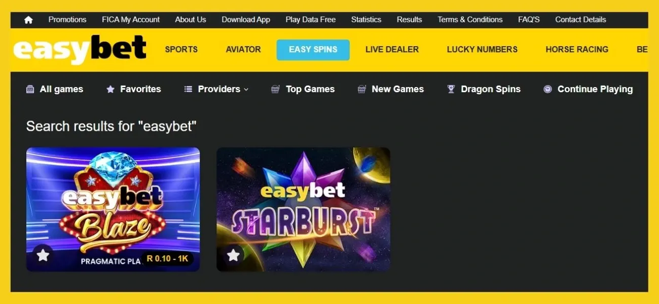 Exclusive Games found for Easybet Casino Review page.