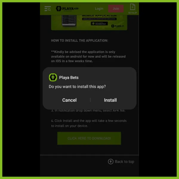 Playabets app install