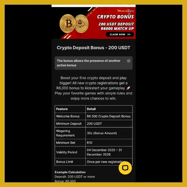 Wanejobets crypto welcome deposit offer