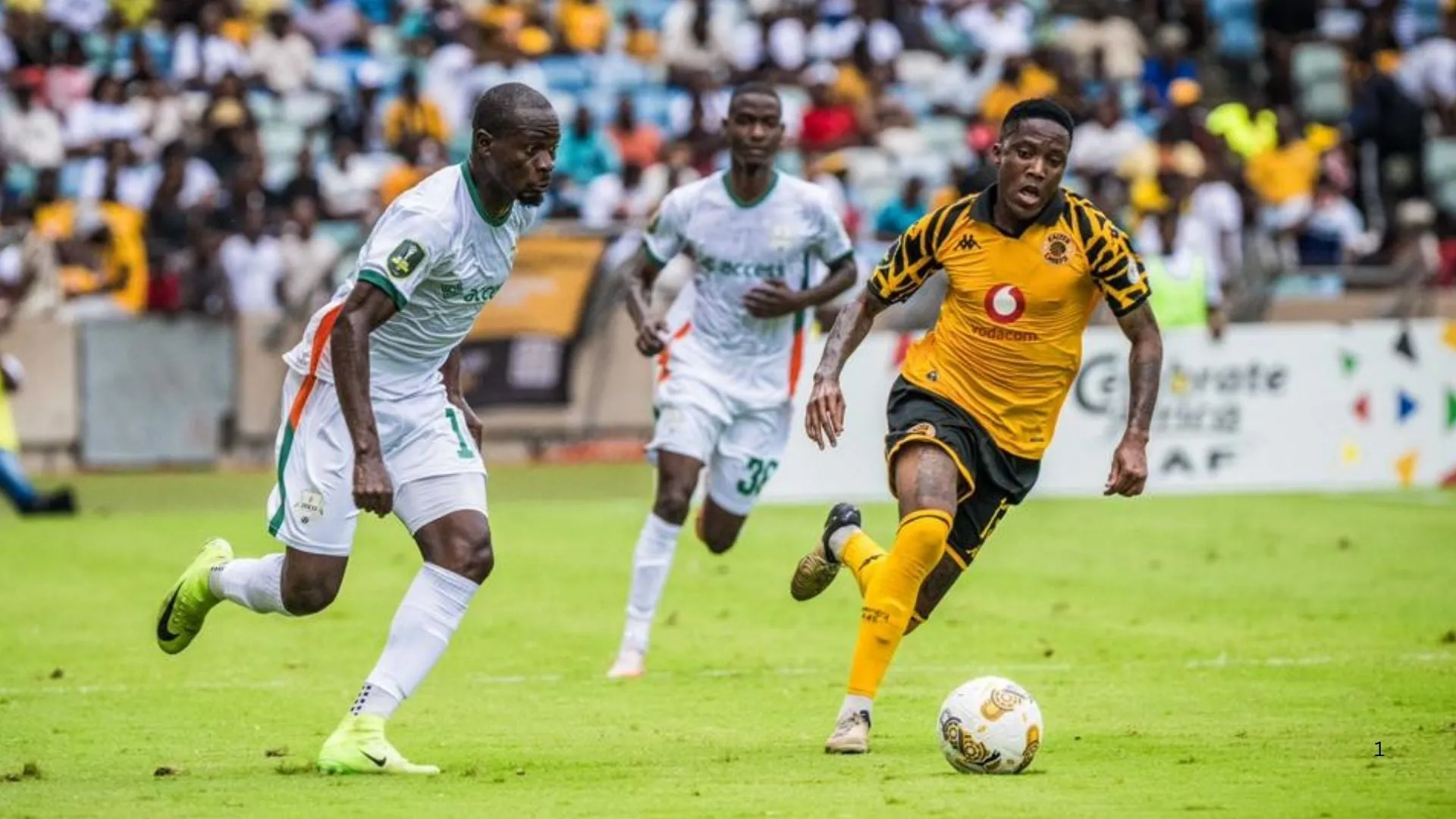 Pule Mmodi of Kaizer Chiefs playing against ZESCO United.