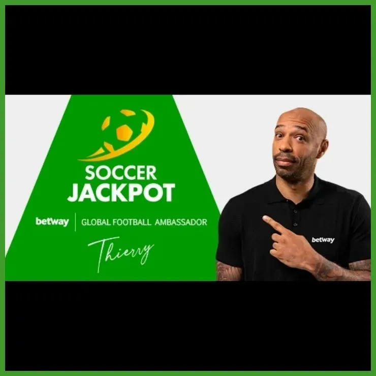 Betway Soccer Jackpot promotional banner with football legend Thierry Henry
