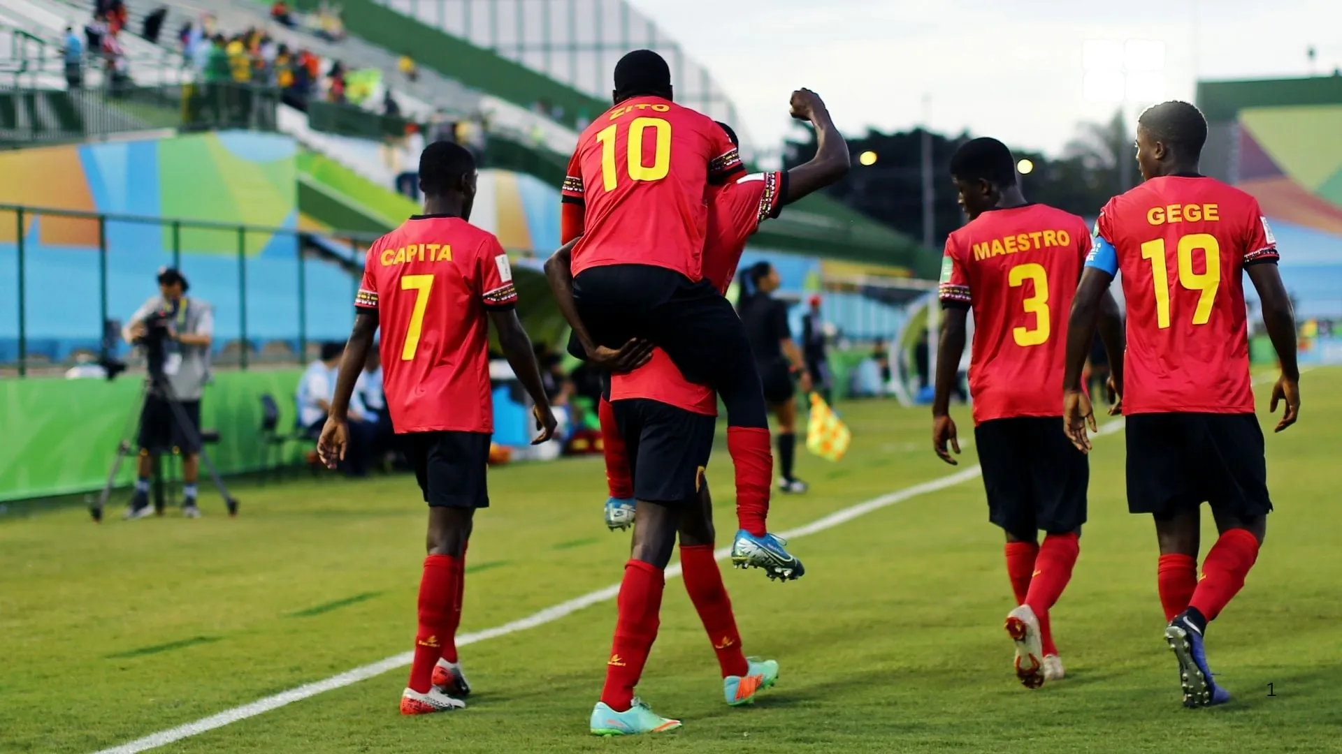 Zine Salvador celebrates a goal.