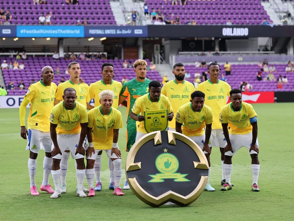Sundowns players pictured posing for a photo at the 2025 FIFA Club World Cup
