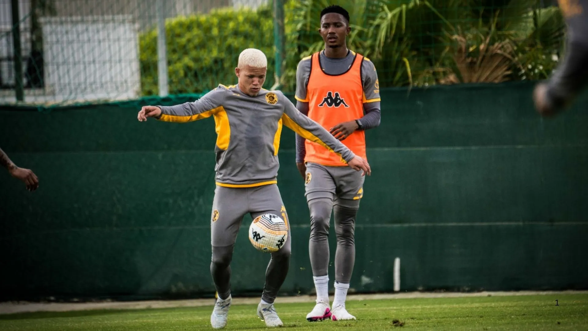 Kaizer Chiefs players Luke Baartman and Given Msimango in pre-season training.
