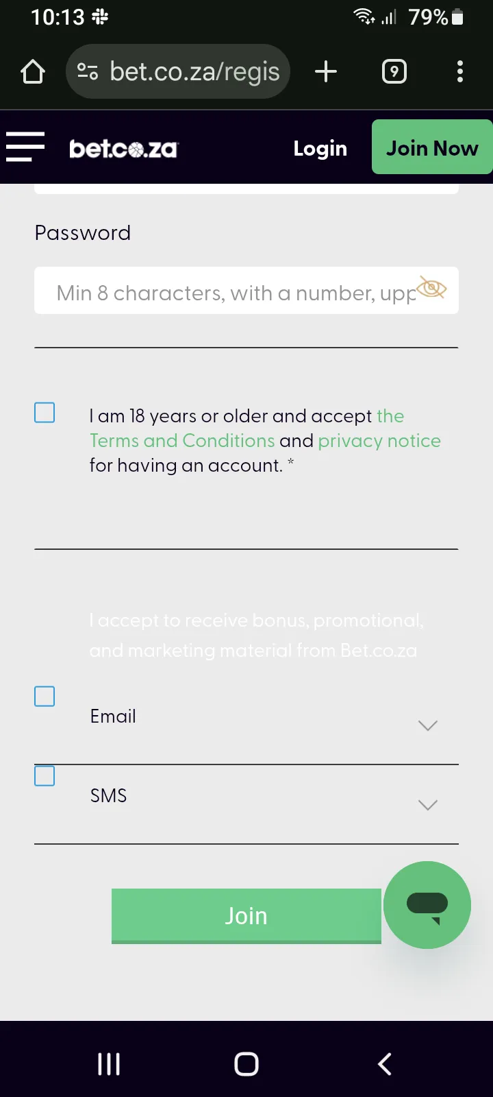 Bet.co.za Review Registration 3