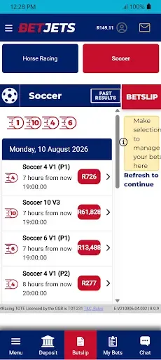 BetJets soccer pool page