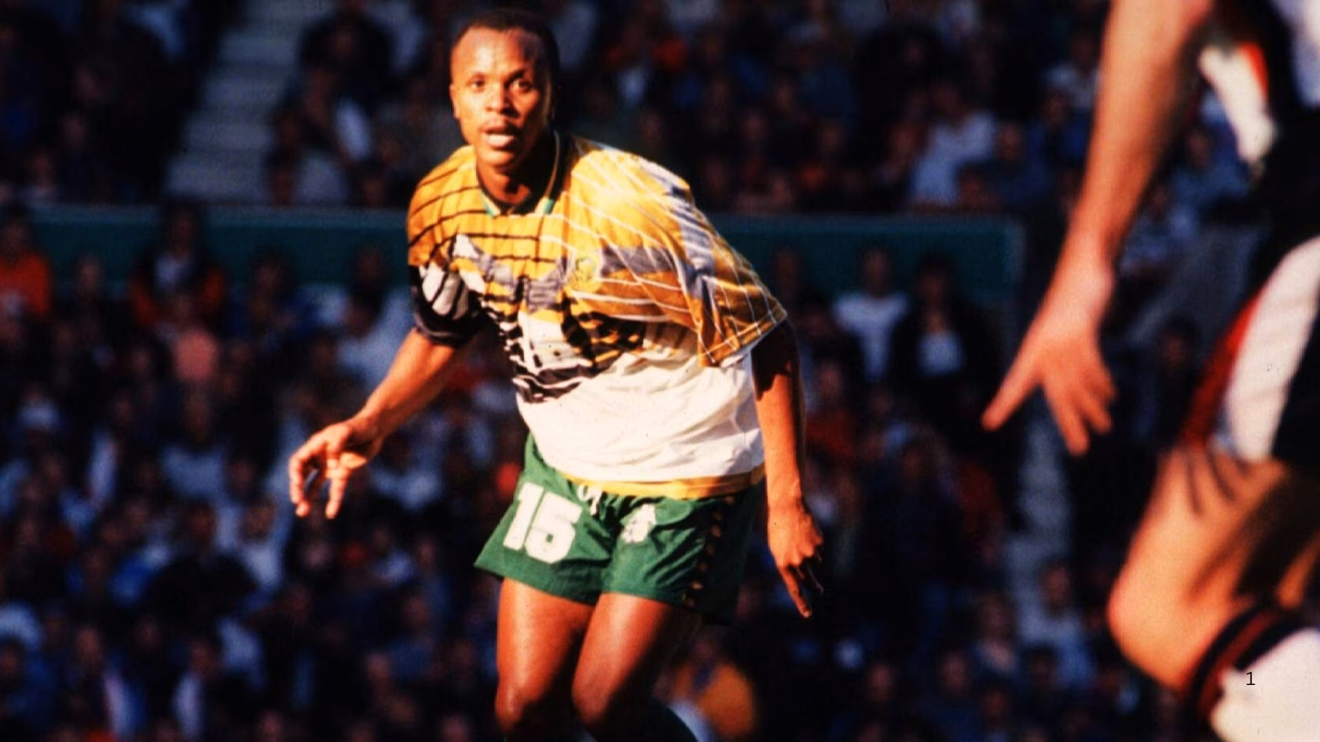 Doctor Khumalo playing for Bafana Bafana.