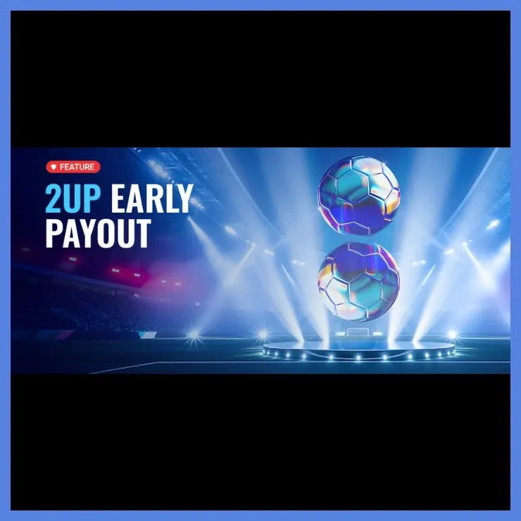 Sportingbet 2Up Early Payout promotional banner depicting 3D lightning bolt with strobe lights in the background.
