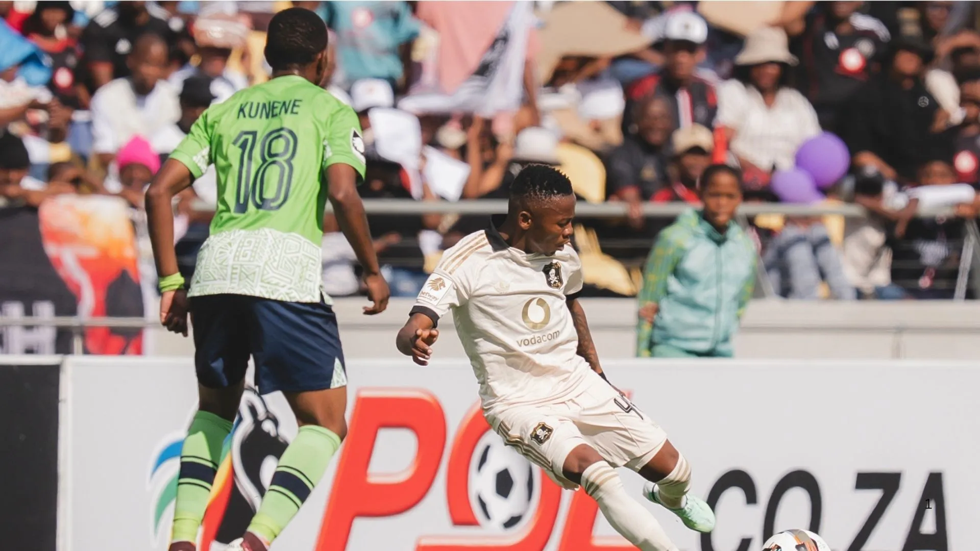 Kabelo Kgositsile of Orlando Pirates playing against Marumo Gallants.