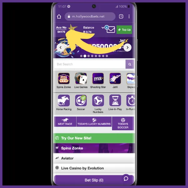 Hollywoodbets app withdrawal process step 1