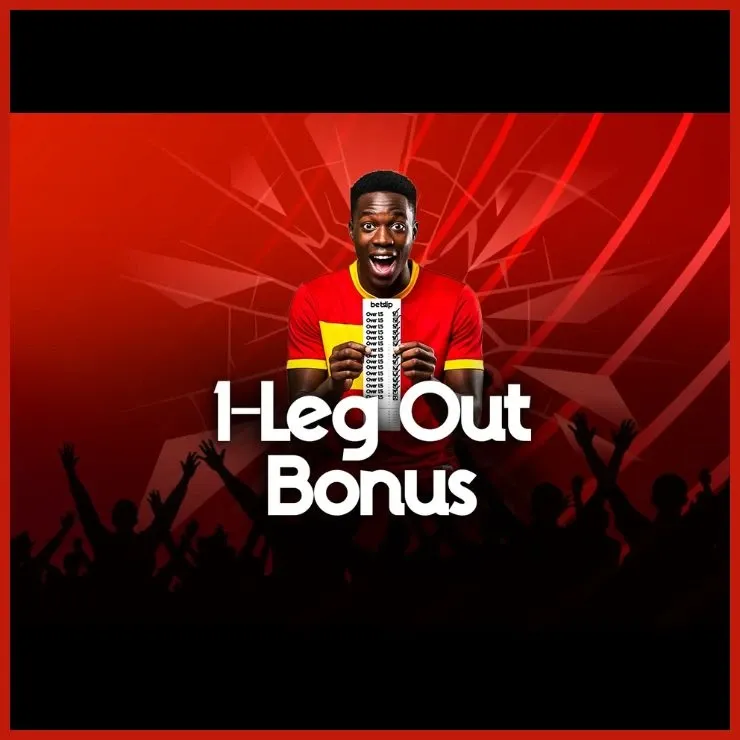 Promotional banner for TicTac Bets 1 leg out bonus with a man holding up a betting receipt.
