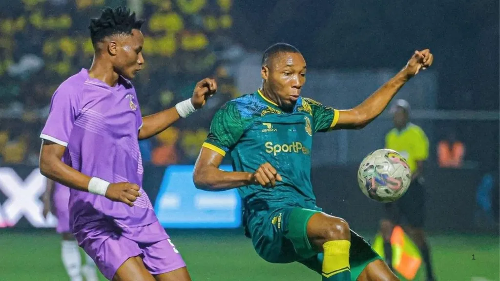 Clement Mzize controls the ball during a match with Yanga.
