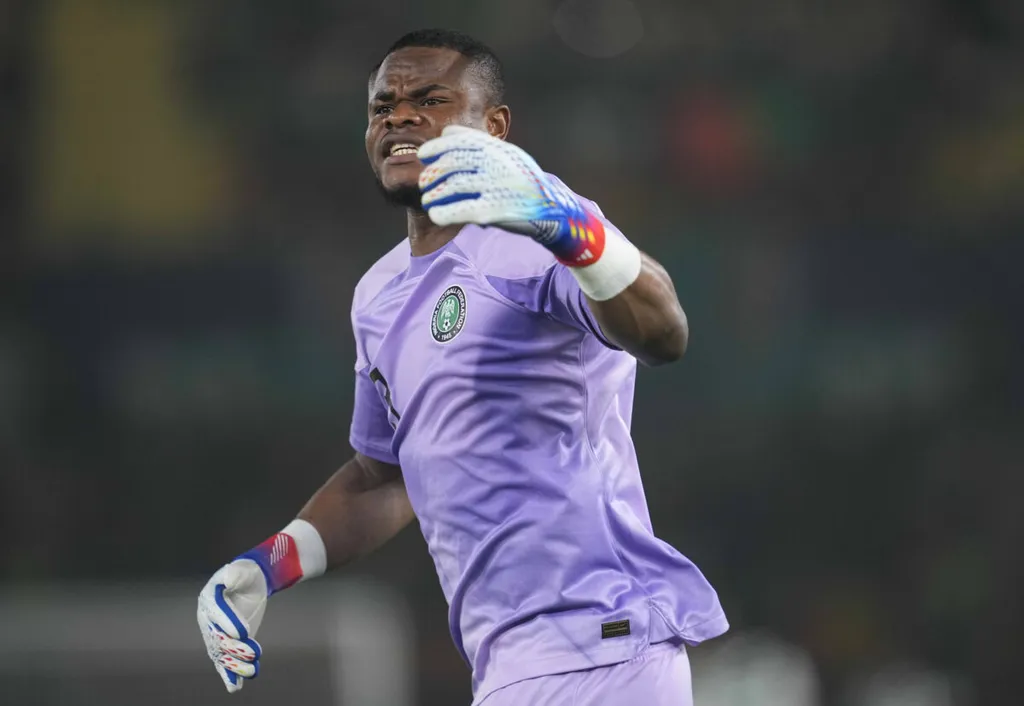 Stanley Nwabali playing for Nigeria.