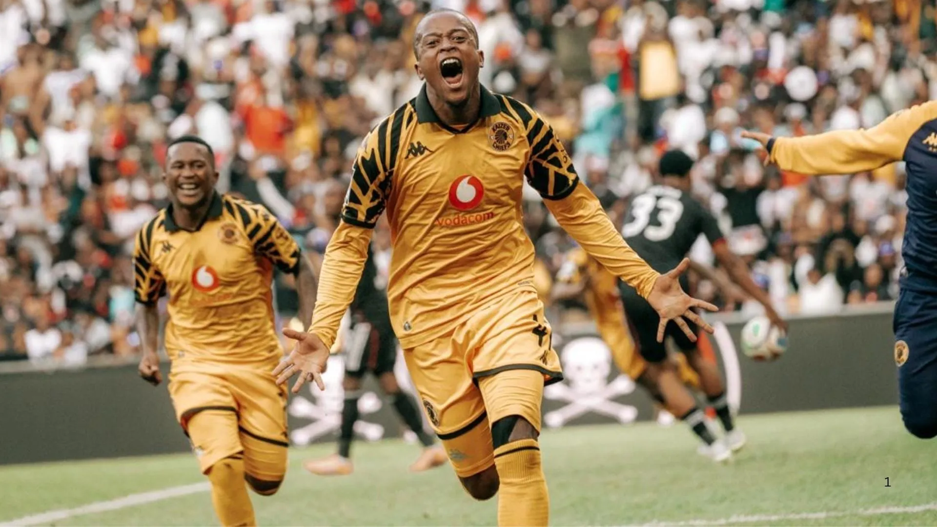 Wandile Duba of Kaizer Chiefs celebrates after assisting Pule Mmodi in the Soweto Derby.