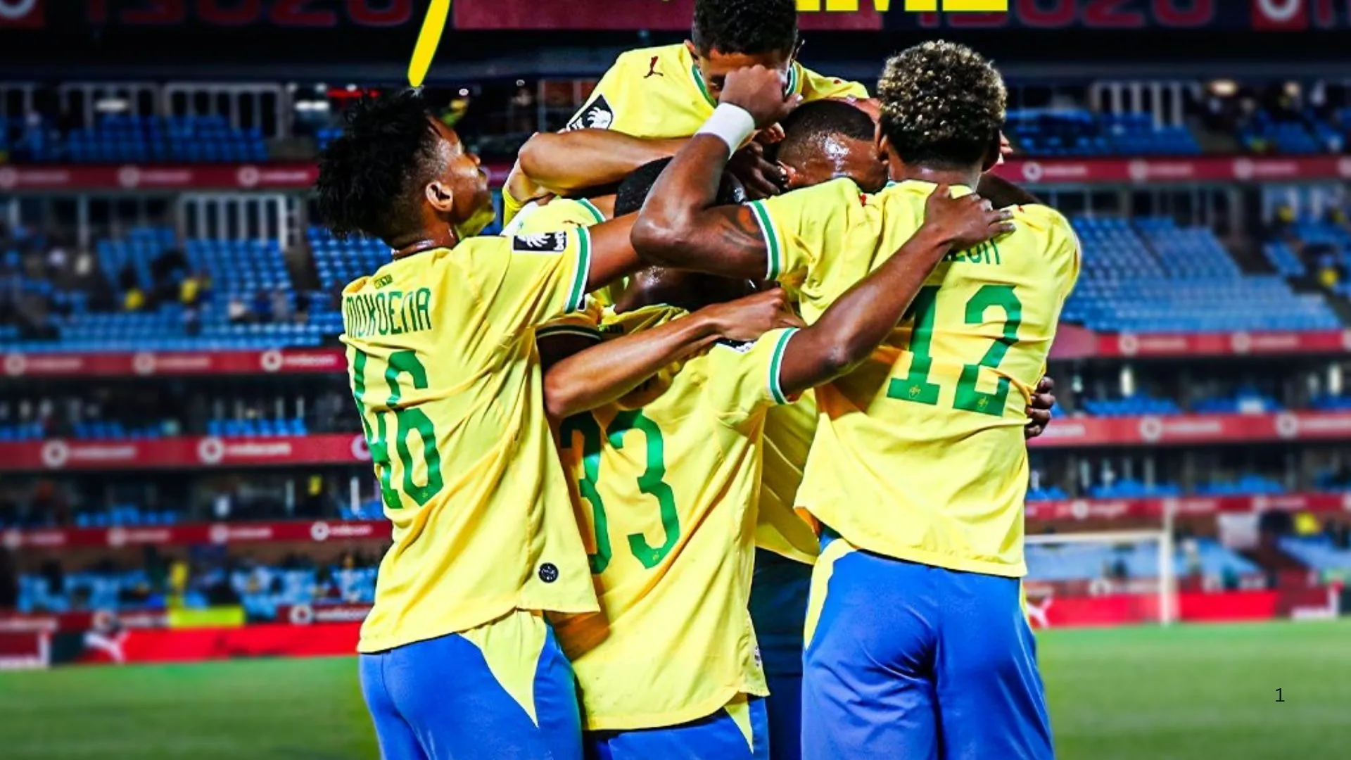 Mamelodi SAundowns players celebrate their win over Marumo Gallants