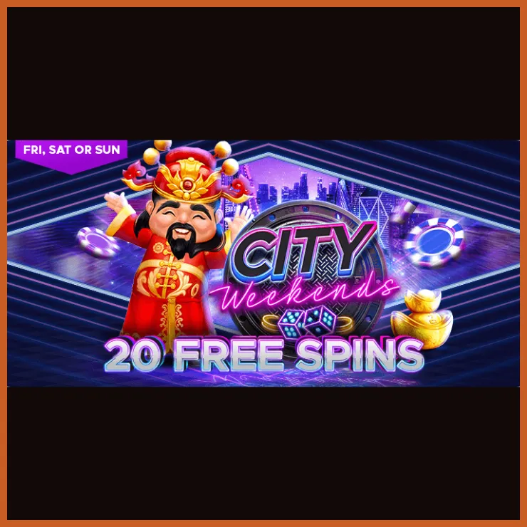 Jackpot City SA with 20 Free Spins every Friday, Saturday or Sunday via City Weekends promotion.