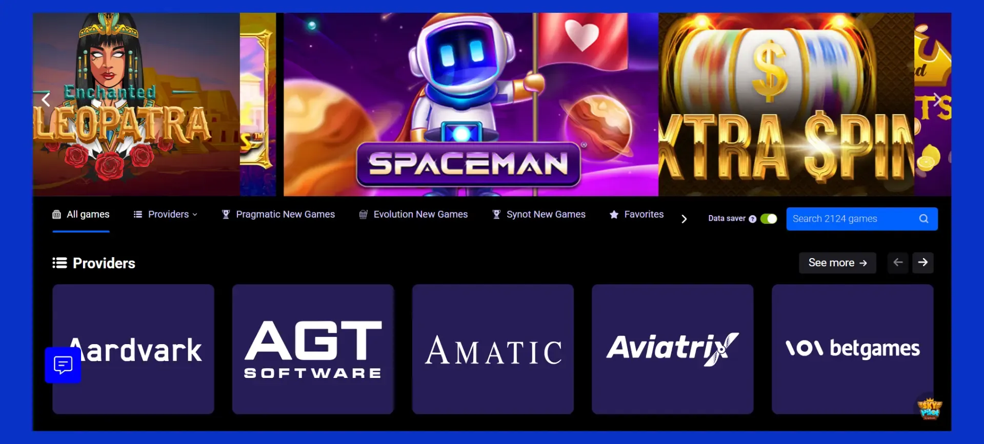 Screenshot of games library as part of BetXchange Casino Review.