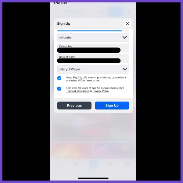 jackpot city app registration