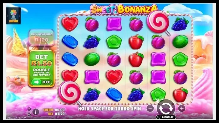Slot menu for Sweet Bonanza as shown on the Betway casino.