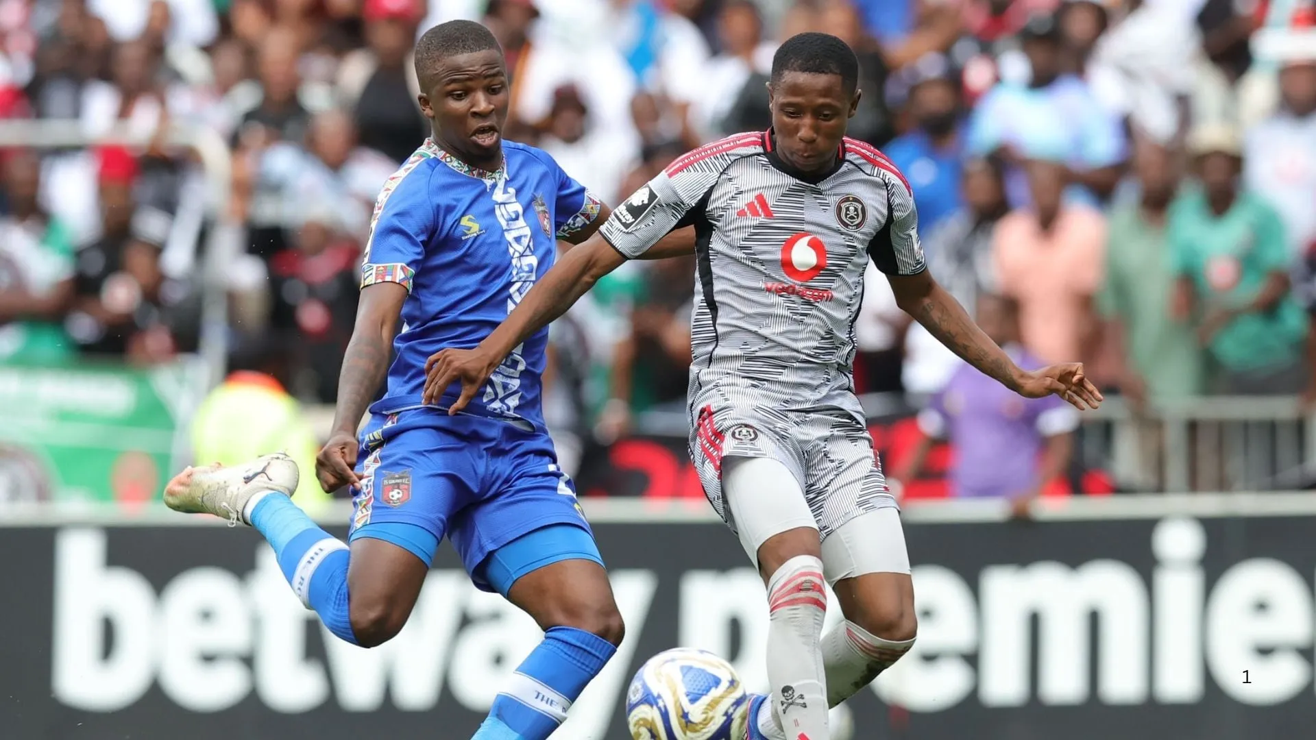 Tshepang Moremi of Orlando Pirates in action against TS Galaxy.
