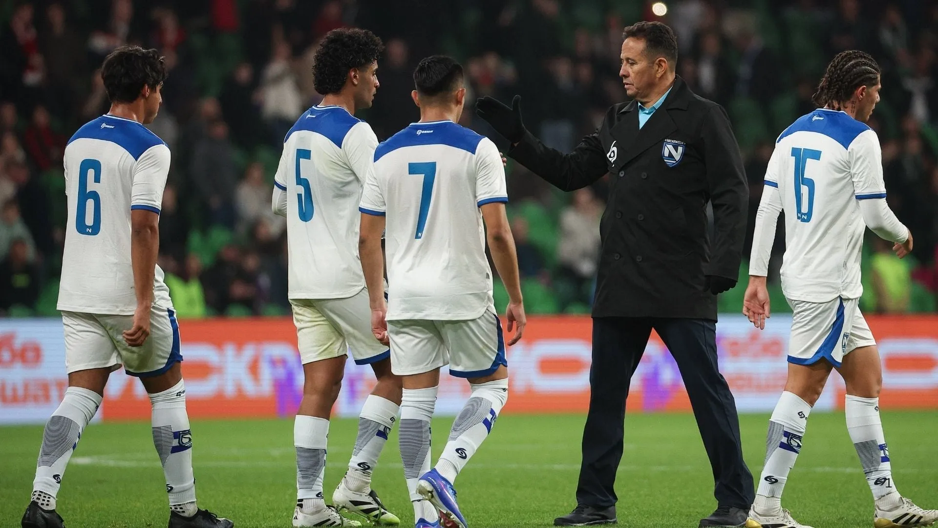 Nicaragua players and coach.