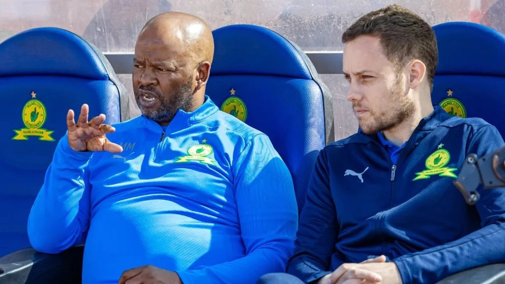 Mamelodi Sundowns coach Manqoba Mngqithi and his assistant Romain Folz. Photo: Mamelodi Sundowns