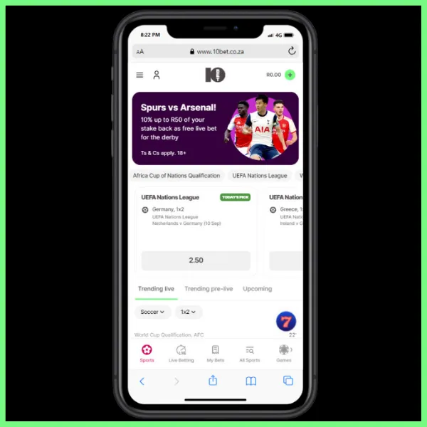 10Bet app start betting step 7