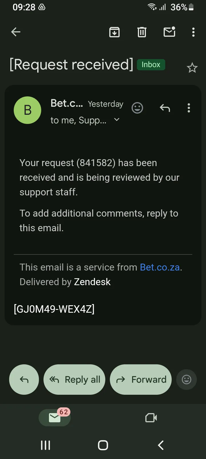 Bet.co.za Review Email