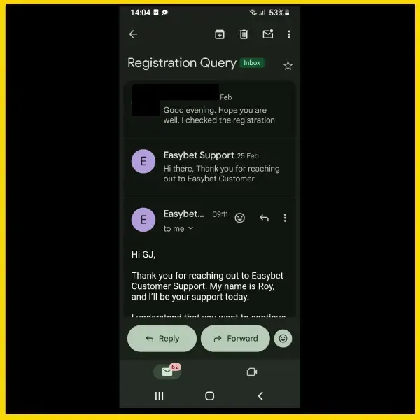 Easybet customer support email 1