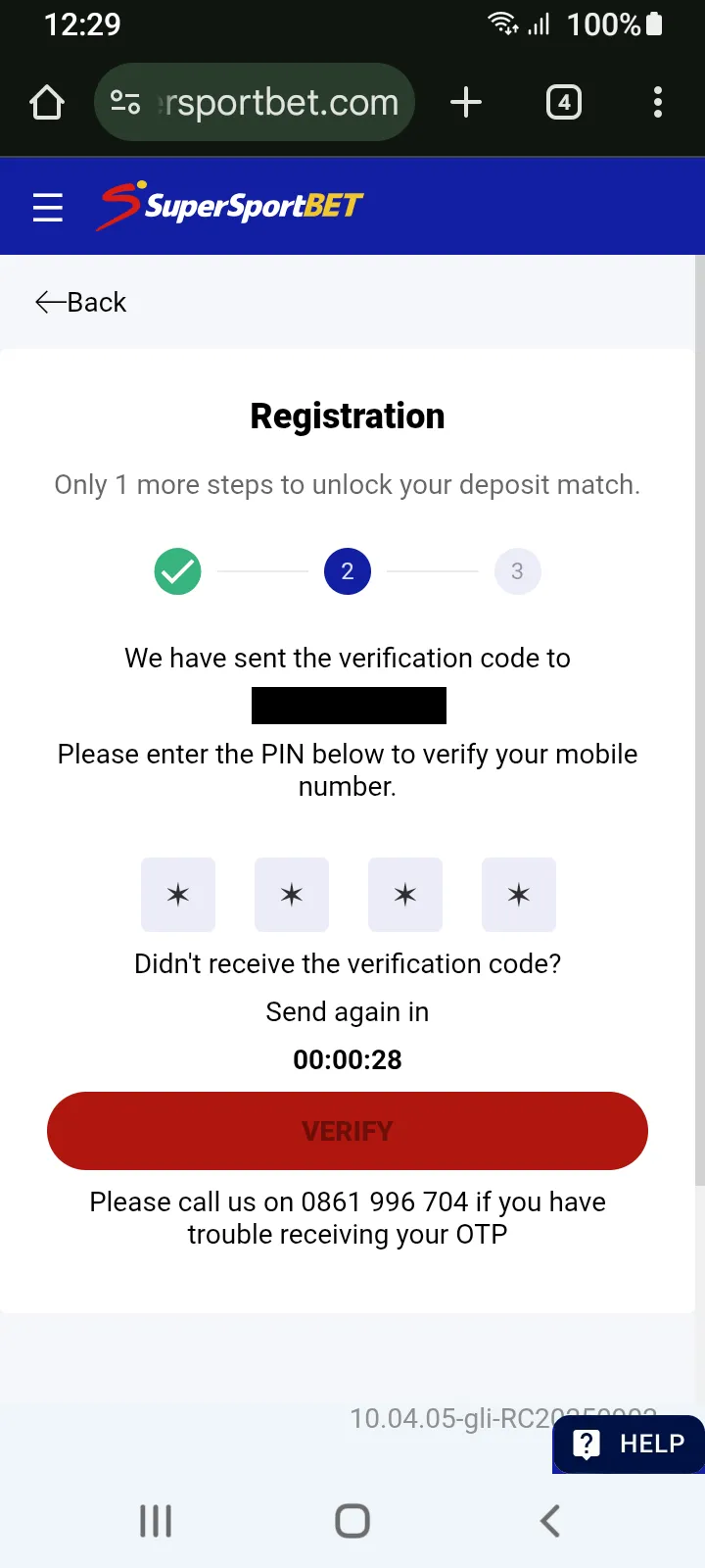 SuperSportBet Registration Step 2