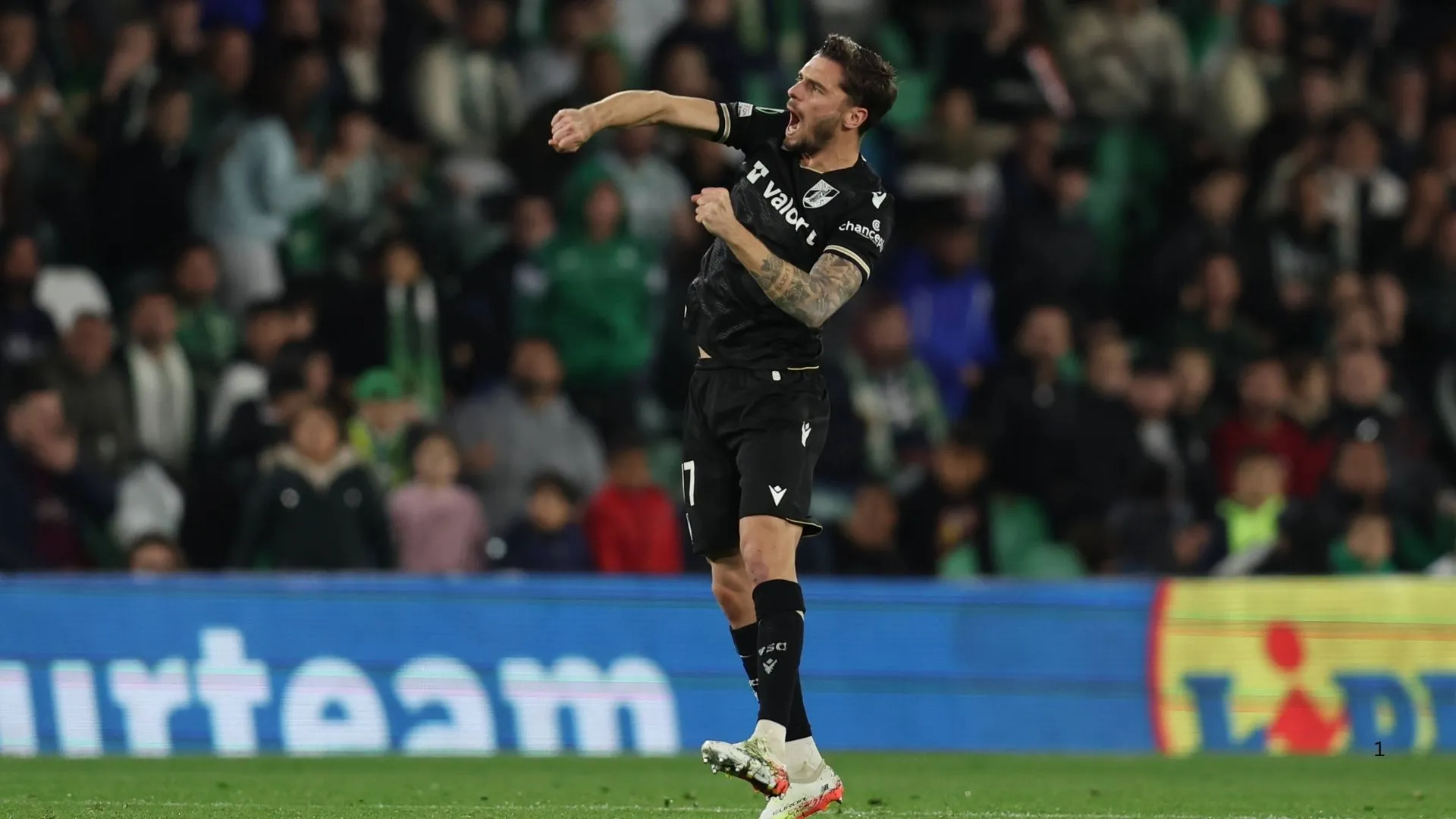 Nuno Santos celebrates a goal for Vitoria Guimaraes. Photo &ndash; Imago