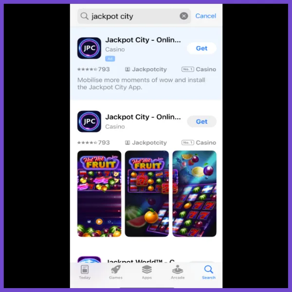 Jackpot City app 1