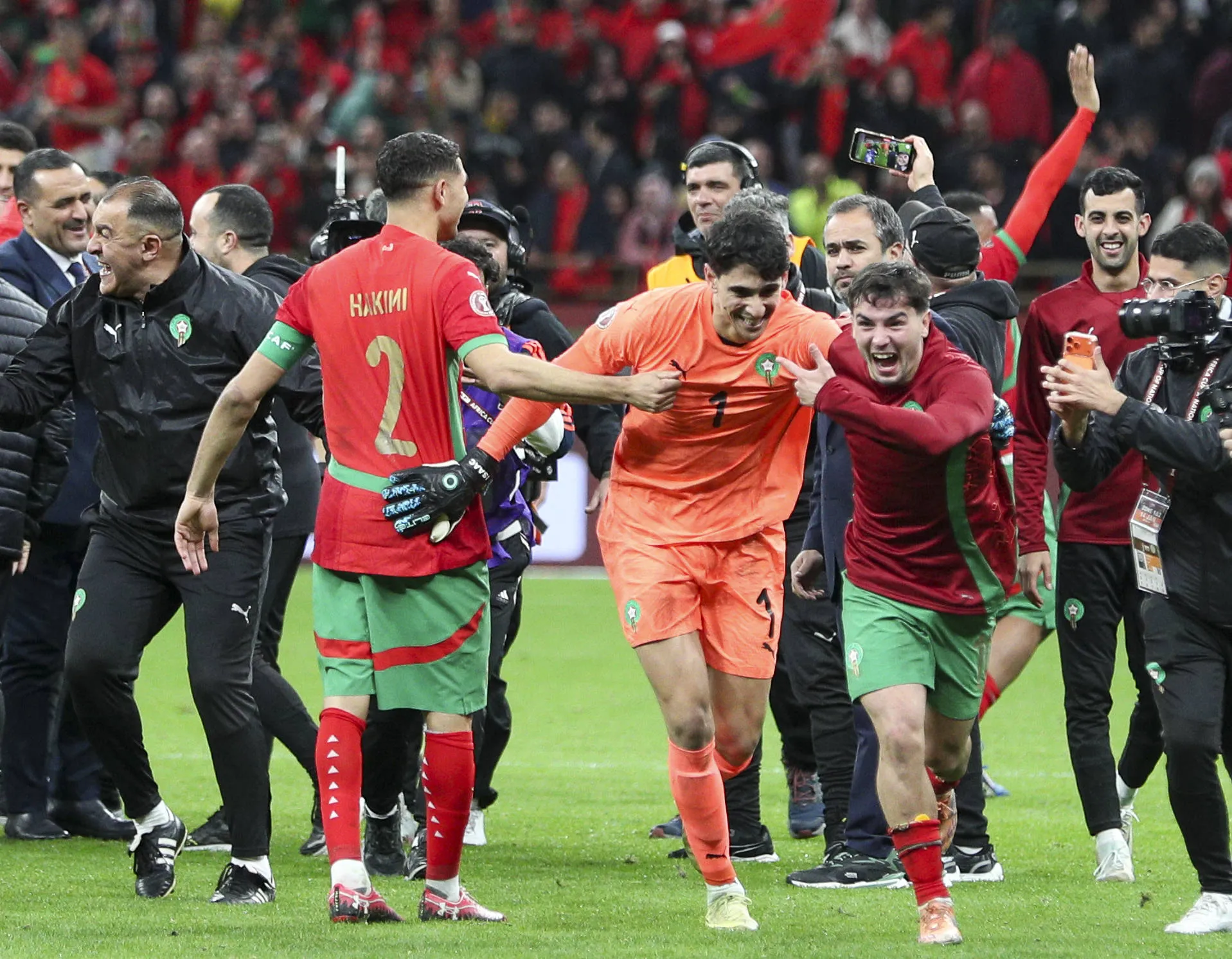 Morocco players celebrate.