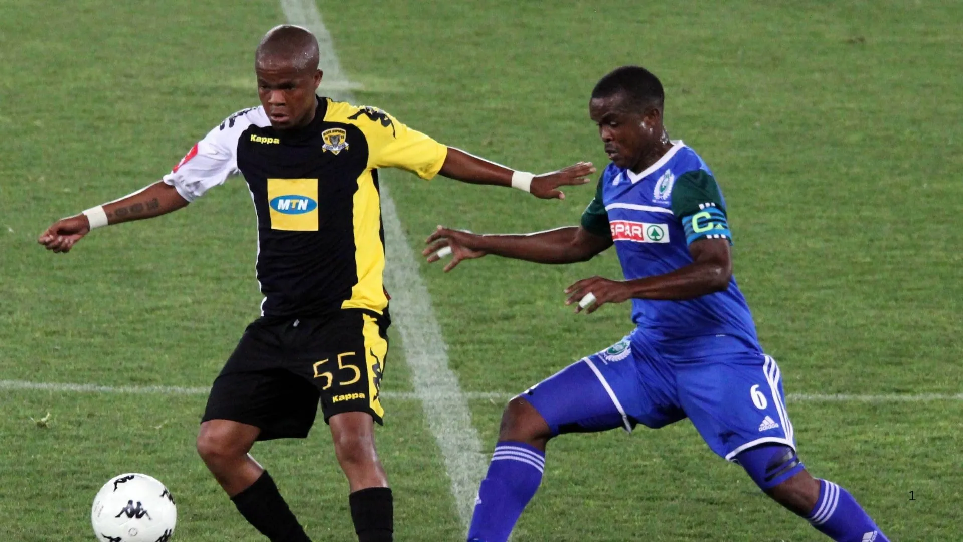 Former Kaizer Chiefs midfieder Michael Nkambule (left) playing for Black Leopards.