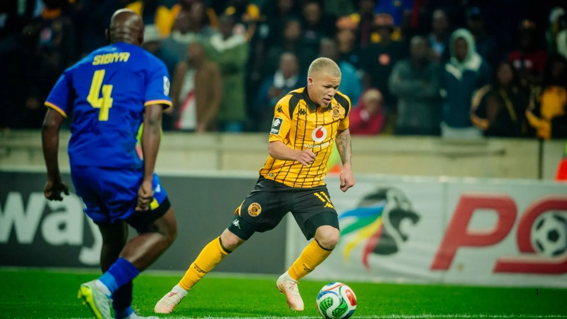 Luke Baartman playing for Kaizer Chiefs against Kruger United.