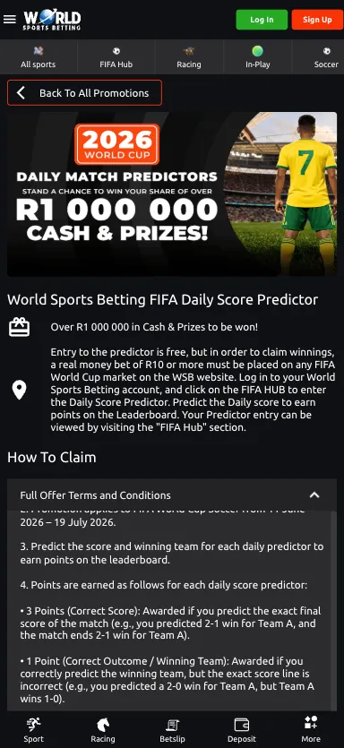 World Sports Betting World Cup promotion