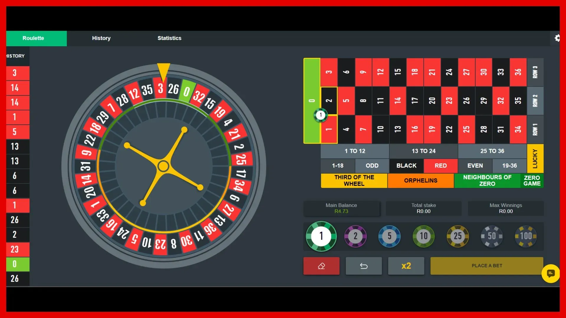 Easybet Spin & Win, a digital wheel and table that you can use to learn how to play roulette.
