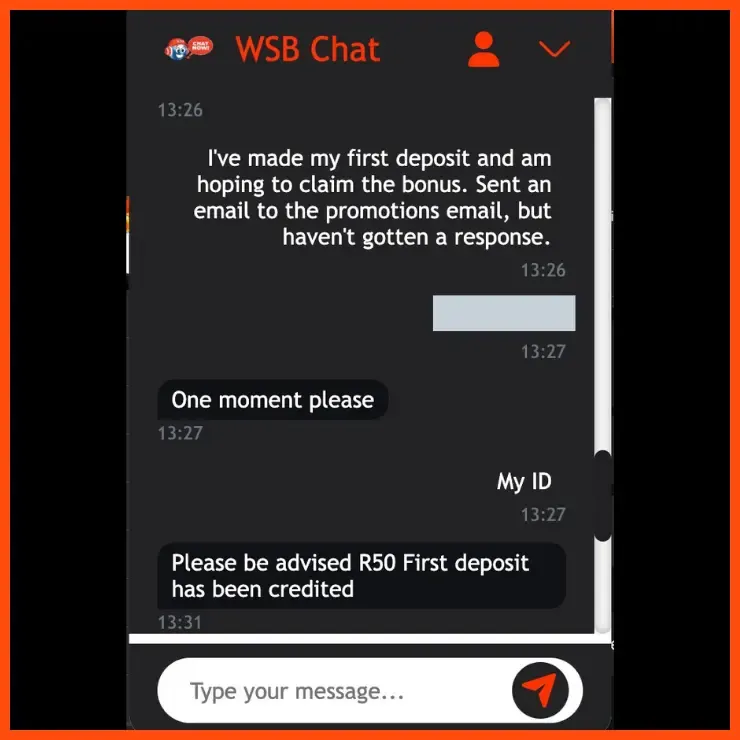 World Sports Betting  promo code offer Live Chat Test