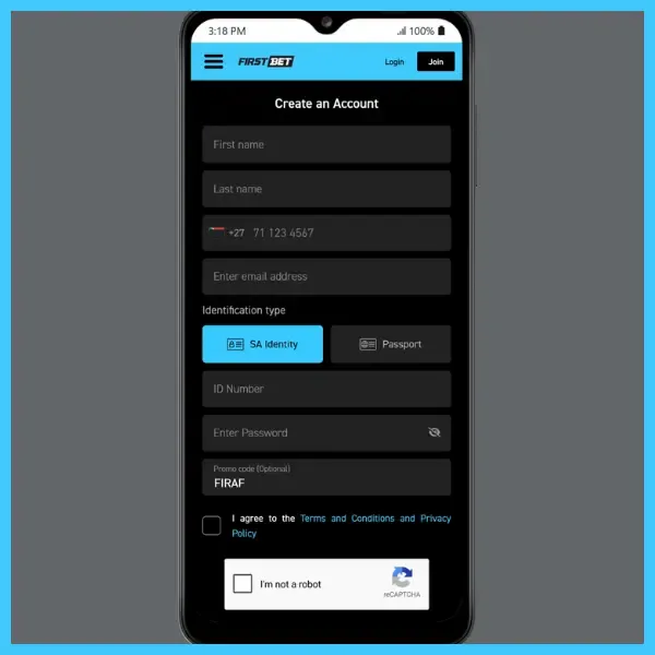 Sign Up page with FIRAF promo code in the promo code field
