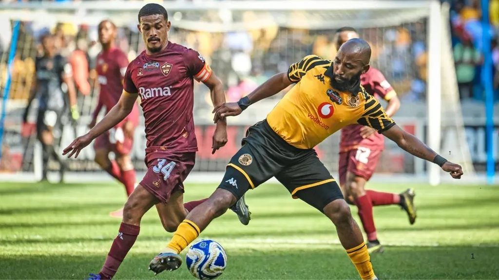 Kaizer Chiefs midfielder Sibongiseni Mthethwa challenges for the ball with Devin Titus of Stellenbosch. Photo - Kaizer Chiefs