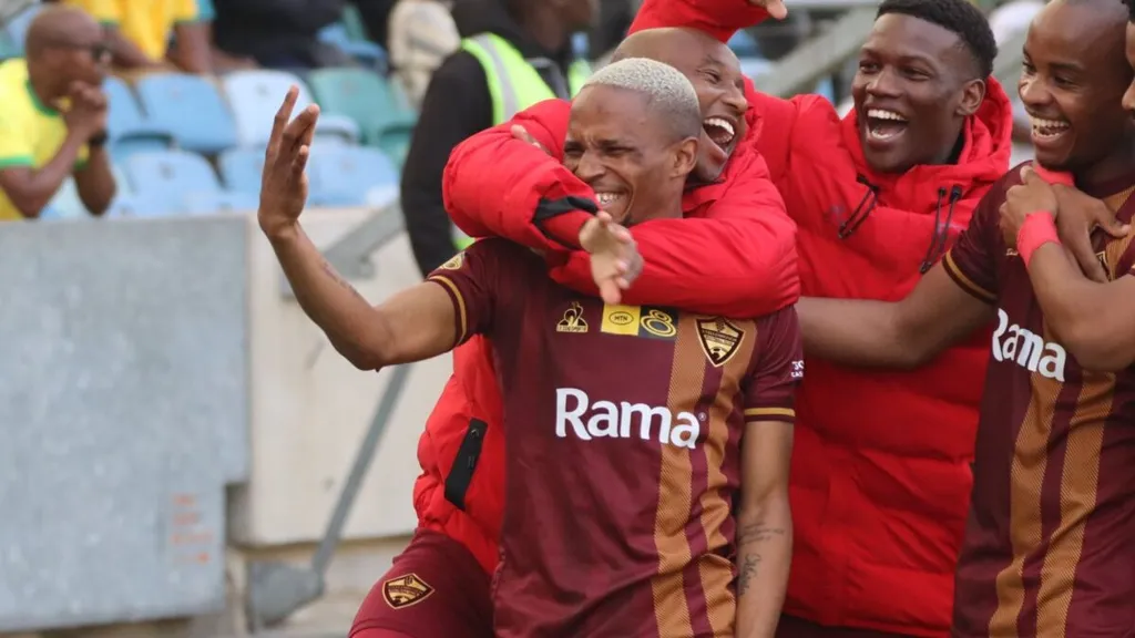 Stellenbosch FC players celebrate 1 1