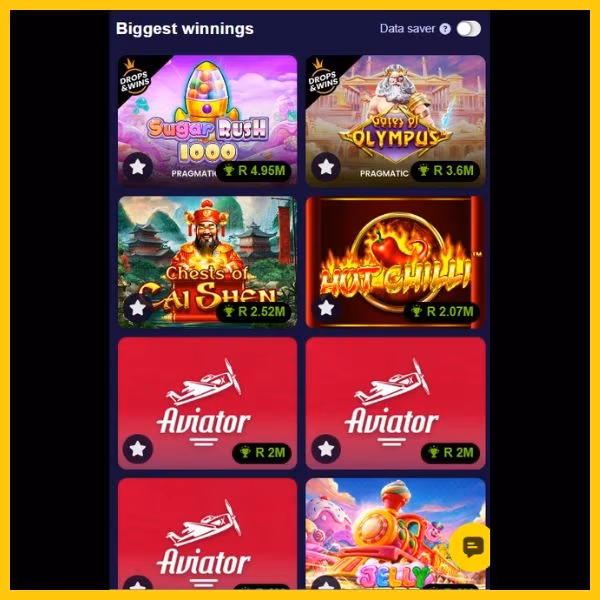 Easybet biggest winnings colum showing top 8 games:

Sugar Rush 1000, Gates of Olympus, Chest of Cai Shen, Hot Chilli, Aviator (3x) & Jelly Express.