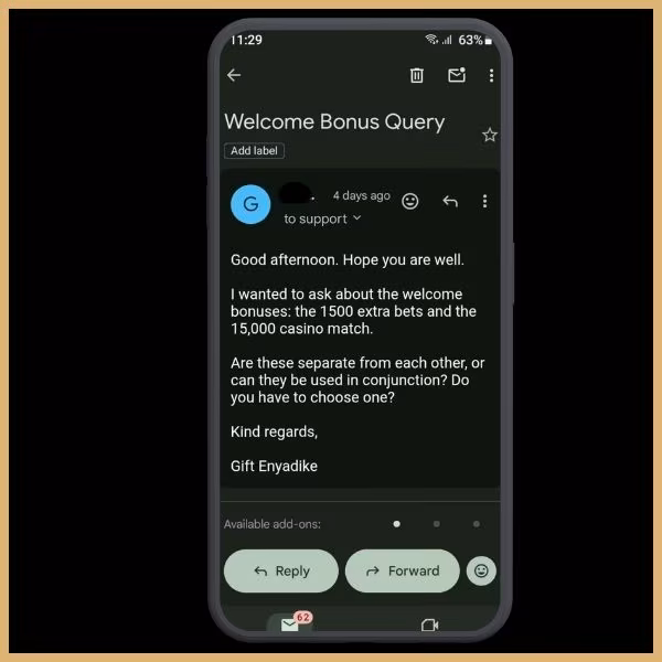 Pantherbet bonus code Email query asking if the sports bonus and casino bonus have to be used seperately.