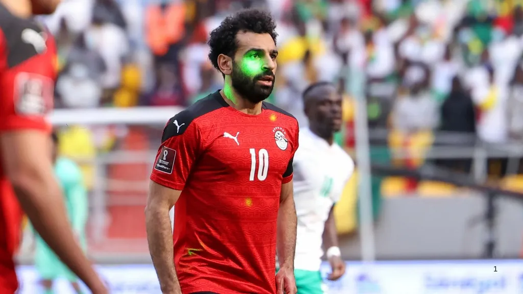 Mohamed Salah of Egypt had laser lights pointed at him