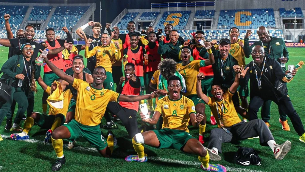 Amajita celebrate victory against Nigeria at 2025 AFCON U20. Photo CAF