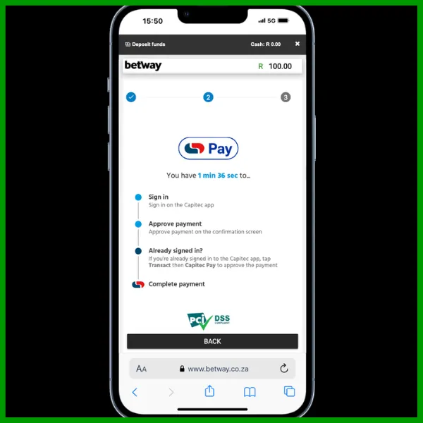 betway deposit confirmed