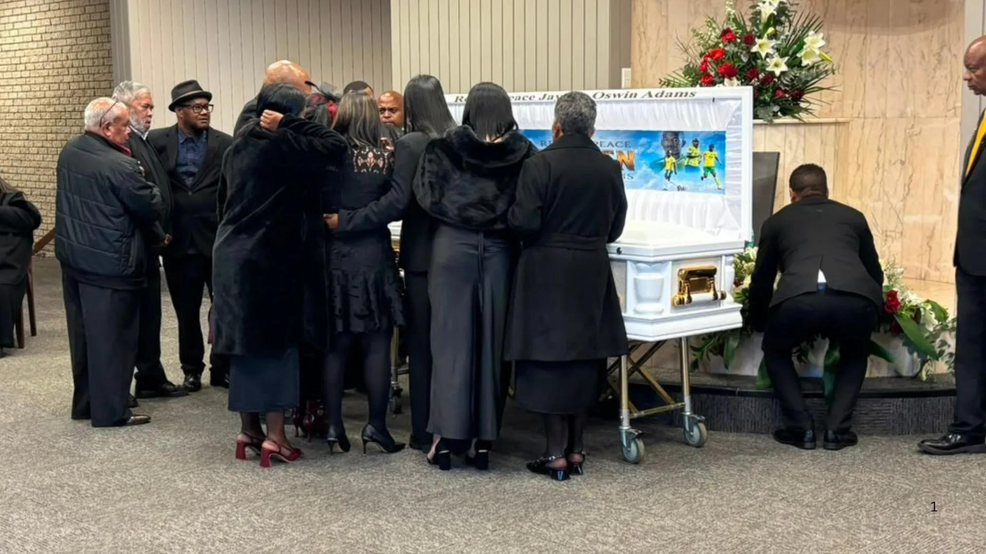 Mourners at Jayden Adams' funeral service.
